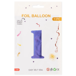 Шар (40''/102 см) Цифра, 1, Сиреневый, Металлик, 1 шт. в уп., 24211