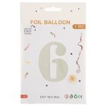 Шар (40''/102 см) Цифра, 6, Белый песок, Сатин, 1 шт. в уп., 27166