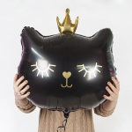 Шар (21''/53 см) Фигура, Котенок Принцесса, Черный, 1 шт., G72097