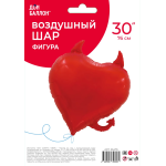 Шар (30''/76 см) Сердце, Чертенок, Красный, 1 шт. в уп., 26476