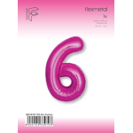 Шар (40''/102 см) Цифра, 6 Slim, Фуше, Металлик, 1 шт. в уп., B901916F