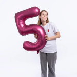 Шар (34''/86 см) Цифра, 5, Бордовый, Сатин, 1 шт. в уп., 131065V