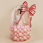 Шар (61''/155 см) Фигура, Бант, Стильные полоски, Красный, 1 шт., 27775