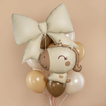 Шар (39''/99 см) Фигура, Бант, Кремовый, Сатин, 1 шт., 26457NP