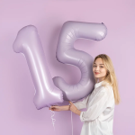 Шар (40''/102 см) Цифра, 1, Сиреневый, Сатин, 1 шт. в уп., 23971