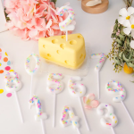 Свеча Цифра, 4 Сладкое конфетти, на шпажке, Белый, 5 + 7 см, 1 шт. с держат., 802844