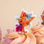 Свечи Три Кота, Подарки на День Рождения!, 5*6,5 + 4 см, 3 шт. с держат., 703055