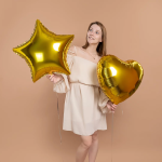 Шар (24''/61 см) Сердце, Золото, Металлик, 1 шт., 27244