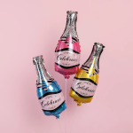 Шар с клапаном (14''/36 см) Мини-фигура, Бутылка Шампанское, Золото, 1 шт., 180591G