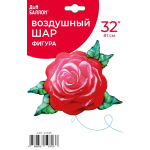 Шар (32''/81 см) Цветок, Акварельная роза, Красный, 1 шт. в уп., 27335