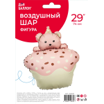 Шар (29''/74 см) Фигура, Кексик с медвежонком, Розовый, Сатин, 1 шт. в уп., 25061P