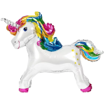 Шар (23''/58 см) Фигура 3D, Единорог Радужный, Белый, 1 шт. в уп., 15454P