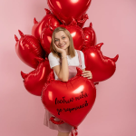 Шар (30''/76 см) Сердце, Чертенок, Красный, 1 шт. в уп., 26476