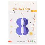 Шар (40''/102 см) Цифра, 8, Сиреневый, Металлик, 1 шт. в уп., 24218