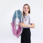 Шар (34''/86 см) Цифра, 0 Нежные искры, Розовый, Градиент, 1 шт. в уп., 131030