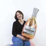 Шар (32''/81 см) Фигура, Бутылка Шампанское, Золотая корона, Розовое Золото, 1 шт., 20614