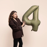 Шар (40''/102 см) Цифра, 4 Slim, Оливковый, Матовый, 1 шт. в уп., B901914MOL