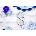 Шар (34''/86 см) Цифра, 8 ЭКО, Серебро, 1 шт. в уп., 21548