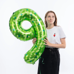 Шар (40''/102 см) Цифра, 9 Пиксели, Зеленый, 1 шт. в уп., 26909