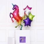 Шар с клапаном (16''/41 см) Мини-фигура, Сверкающий единорог, Радужный, Градиент, 1 шт., 17243