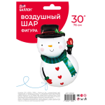 Шар (30''/76 см) Фигура, Снеговик в шляпе, 1 шт. в уп., 23152P