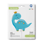 Шар (28''/71 см) Фигура, Динозаврик в короне, Голубой, 1 шт. в уп., G72168-P