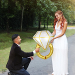 Шар (36''/91 см) Фигура, Кольцо с бриллиантом, Белый/Золото, 1 шт., 901878O