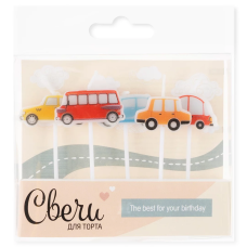 Набор свечей Фигура, Любимые машинки, 6 см, 5 шт. с держат., 629252