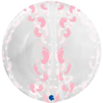 Шар 3D (19''/48 см) Сфера, Ножка малышки, Прозрачный/Розовый, Кристалл, 1 шт. в уп., G74012SVT-P