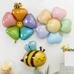 Шар (39''/99 см) Цветок, Ромашка с пчелкой (надув воздухом), Разноцветный, 1 шт., 23625