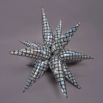 Шар 3D (32''/81 см) Звезда, Составная, Диско, Серебро, Голография, 1 шт. в уп., 27040