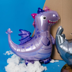 Шар (14''/36 см) Мини-фигура, Дракон, Сиреневый, 1 шт., 902838L