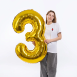 Шар (50''/127 см) Цифра, 3 XXL, Золото, 1 шт. в уп., 131163