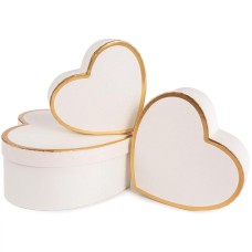 Набор коробок Сердце, Золотая кайма, Белый, 22*20*9 см, 3 шт. в упак. , 504077