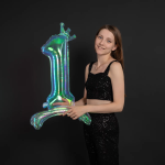 Шар (32''/81 см) Цифра на подставке, 1 Корона, Хамелеон, Хамелеон, 1 шт. в уп., 24031