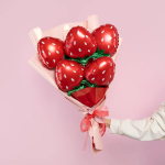 Шар с клапаном (12''/30 см) Мини-фигура, Клубника, Красный, 5 шт. в уп. (цв.этик.), 27391S5