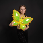 Шар (26''/66 см) Фигура, Бабочка (надув воздухом), Желтый, Хамелеон, 1 шт. в уп., 24982