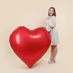 Шар (63''/160 см) Сердце, Красный, Сатин, 1 шт. в уп., 26934