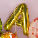 Шар с клапаном (16''/41 см) Мини-буква, А, Золото, 1 шт. в уп., 173910