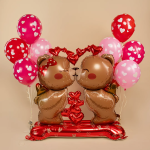 Шар 3D (59''/150 см) Фигура на подставке, Влюбленные мишки, 1 шт. в уп., 27291