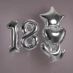 Шар (24''/61 см) Звезда, Серебро, Металлик, 1 шт., 27221