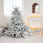 Шар 3D (26''/66 см) Звезда, Составная, Серебро, 1 шт. в уп., 222193