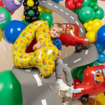 Шар (34''/86 см) Цифра, 4 Три Кота, Желтый, 1 шт. в уп., 401124