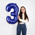 Шар (32''/81 см) Цифра, 3, Темно-синий, 1 шт. в уп., 26053
