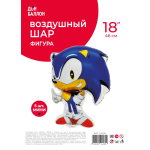 Шар с клапаном (17''/43 см) Мини-фигура, Ежик Аниме, Синий, 5 шт. в уп., 24439