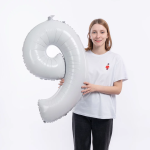 Шар (34''/86 см) Цифра, 9 Slim, Белый, 1 шт. в уп., 131419