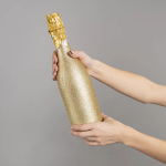 Пневмохлопушка (12/30 см), Бутылка Шампанское, Круги фольга, Золото/Серебро, 1 шт., 723039