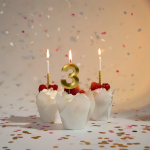 Свеча Цифра, 5 Грани, Золото, Металлик, 4,2*6 + 4,5 см, 1 шт. с держат., 803165