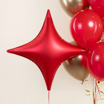 Шар (31''/79 см) Звезда, 4х-конечная, Сириус, Красный, Сатин, 1 шт., 27676