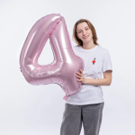 Шар (34''/86 см) Цифра, 4 Slim, Светло-розовый, 1 шт. в уп., 130014